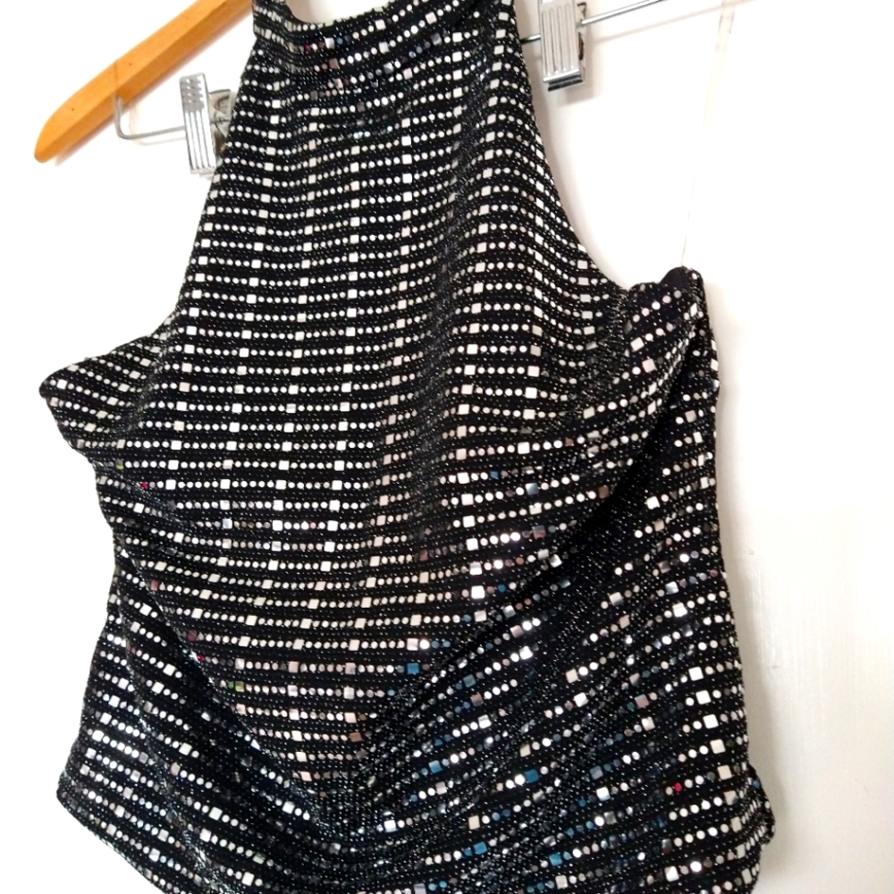 Black and silver halter top